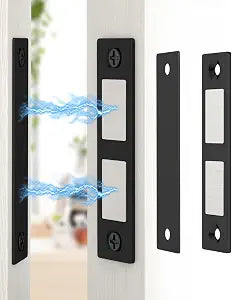 Jiayi 30 Lb Magnetic Door Catch Screw in Black, Heavy Duty Cabinet Latch, Cabinet Drawer Door Magnets, 2 Pack Kitchen Magnets Closures, Dual Pocket Door Magnets for RV, Cabinet Door, Barn Door