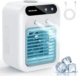 Portable Air Conditioners, Portable Cooling Fan, Quiet Portable AC with Water Tank, Personal Air Conditioner, Evaporative Air Cooler for Room, Bedroom, Office, Camping