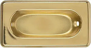 UNIQANTIQ HARDWARE SUPPLY Lacquered Brass Recessed Sash Window Lift with Beveled Edge - 3-1/8" x 1-5/8" - Pack of 10 - Stamped Brass Pull for Vertical Sliding Sash Windows - UA-823-PLB (10)