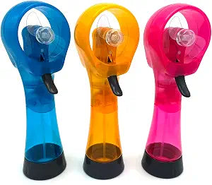 Handheld Water Misting Fan Outdoor Portable Hand Mini Fan Atomizer for Summer Beach, Travel, Camping, BBQ and More Outdoor Activities - 3 Piece SetSky Blue/Yellow/Pink