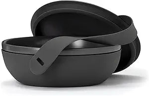 W&P Porter Ceramic Bowl Lunch Container w/ Protective Non-slip Exterior, Charcoal 1 Liter | Lid & Snap-tight Silicone Strap | Food Storage, Bento Box, Meal Prep | BPA-Free Ceramic