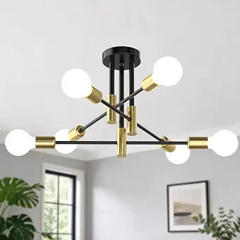 Phaosio Modern Sputnik Chandelier, 6-Light Ceiling Lights Fixture 22"