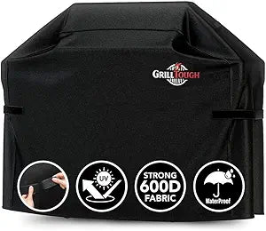 GrillTough Heavy Duty BBQ Grill Cover for Outdoor Grill, 58 Inch  Waterproof, Weather Resistant, UV & Fade Resistant with Adjustable Straps  Gas Grill Cover for Weber, Genesis, Charbroil, etc. Black