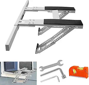 No Drilling Air Conditioner Bracket Adjustable Universal Window AC Support Bracket for Single/Double Hung Windows Heavy Duty Steel Holds Up to 200 lbs, for 5000-24000 BTU Units
