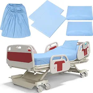 Moukeren 6 Pack Hospital Bed Sheets Set Elastic Jersey for Home Nursing