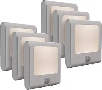 VINTAR 6 Pack Motion Sensor Dimmable LED Night Light, Plug in Nightlight with Auto Dusk to Dawn Sensor, Adjustable Brightness Warm White Lights for Hallway, Kids Room, Kitchen, Stairway, Bathroom