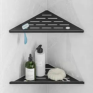 Corner Shower Shelves with Razor Hole, Modern Sturdy Shower Shelves Corner, 10" 304 Stainless Steel Shower Organizers Corner Shelf for Tile Wall, No Drilling Grout Mount Bathroom Shelf