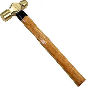 WEDO Brass Ball Peen Hammer 24 oz(1-1/2lb), Ball Pein Hammer with Wooden Handle, Length 310mm(12"), Die-Forged, Corrosion Resistant, DIN Standard
