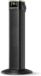 Space Heater for Indoor Use, 1500W PTC Ceramic Electric Heater with Thermostat, 45┬░ Oscillation, 12H Timer, Remote Control, Tip-Over & Overheat Protection for Office, Bedroom, Home