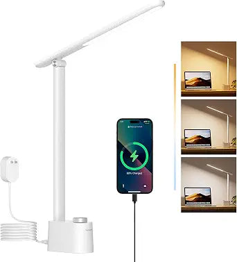 Honeywell LED Desk Lamp, Sunturalux White Desk Lamps for Home Office USB