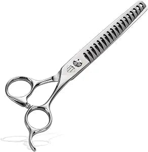 Dog Grooming Scissors: Professional Grooming Scissors for Pet High Precision CNC-Cut Blades, Silver (Chunker, 7")