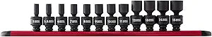 SUNEX TOOLS 1814, 1/4 Inch Drive Universal Impact Socket Set, 12-Piece, Metric, 5mm - 15mm, Cr-Mo Steel, Radius Corner Design, Chamfered Opening, Dual Size Markings, Heavy Duty Storage Case