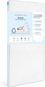 Delta Children Breeze Breathable Crib Mattress Topper, Makes Any Crib Mattress Breathable, 100% Washable, Ultra-Breathable Quilted Layer for Comfort, Fits Standard Size Cribs & Toddler Beds