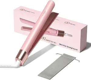 Mini Hair Straightener Flat Iron 0.8 Inch, Small Travel Dual Voltage Pink