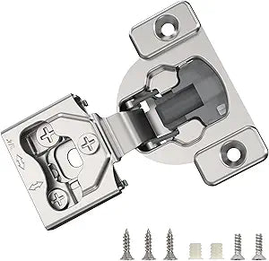 Furniware 10 Pieces 3/4" Overlay Concealed Face Frame Hinges, 105 Open Angle 4 Level Soft Close Screw On Compact Cabinet Hinge,for Face Frame Door, Soft Close On/Off Switch, Self Closing