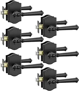 Asidrama 6 Pack Matte Black Privacy Door Handles, Black Door Lever with Door Knobs Indoor for Bedroom or Bathroom, Heavy Duty Door Handles Interior with Locks for Left Right Sided Doors ZR19-262
