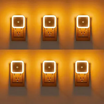 KINUR Amber Night Light, Night Lights Plug into Wall 6-Pack, Nightlight Plug in Night Light, Dusk to Dawn Night Lamp Led Night Lights for Adults Bedroom, Bathroom, Baby Nursery,Hallway