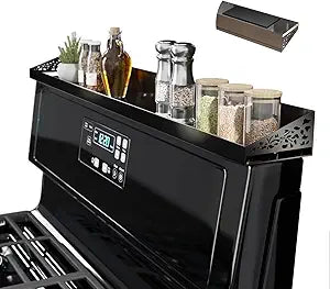 STUTOV 30" Magnetic Stove Top Shelf  Black Spice Rack and Seasoning Organizer  Magnetic Kitchen Shelf for Back of Stove  Over Stove Rack and Storage Organizer