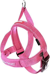 EzyDog Quick Fit Dog Harness  No Pull Harness for Training, Everyday Walking, and Easy Control - Adjustable Fit, Reflective, and Padded (Medium, Pink)