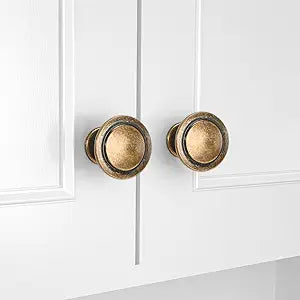 HOMOTEK 30Pack Cabinet Knobs Drawer Pulls Zinc Stepped Round Dresser Handles,Kitchen,Cupboard, Bathroom, Wardrobe, Cabinet Hardware,Brass Bronze