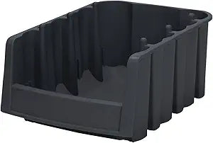 Akro-Mils 30776 Economy Stacking Shelf Plastic Storage Bins, (18-Inch x 6-5/8-Inch x 7-Inch), Black (10-Pack)