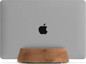 HumanCentric Vertical Laptop Stand in Black Walnut Wood, Adjustable
