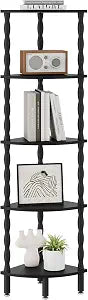 IBUYKE 5-Tier Corner Shelf for Small Space,Stylish Corner Bookshelf WBC020B