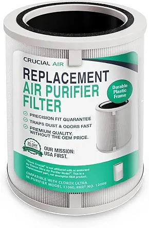 Think Crucial Replacement HEPA filter Compatible with Clorox Ultra Air Purifier Model 11060, XL Rooms up to 2,220 sq ft, Part # 12060, High-Efficiency Advanced Filtration Air Purification (1-Pack)