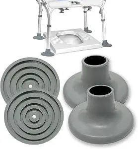 Toilet Chair Safety Replacement Feet, 1-1/8" Suction Cup Feet for Shower Stool, Shower Chair and Transfer Bench, Non-Slip Rubber Leg Caps for Elderly and Disabled, Gray, 4 Pack