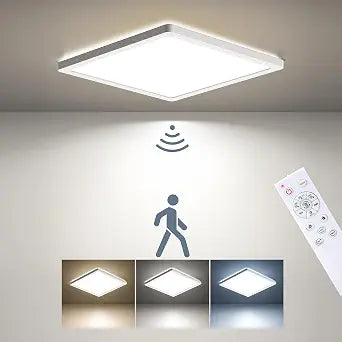 BLNAN Dimmable Motion Sensor LED Ceiling Light with Remote Control, 12 Inch 24W 2400LM Radar Motion Activated Flush Mount Wired Light Fixture for Closet Hallway Laundry Porch Stair, 3000K 4000K 5000K