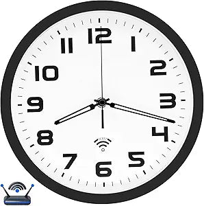 OCEST 10-inch Smart Wi-Fi Analog Wall Clock, Auto Time Sync & DST, Silent Non-Ticking Battery Operated Wall Clocks Large Display Easy to Read for Home Office School Kitchen Living Room Bedroom