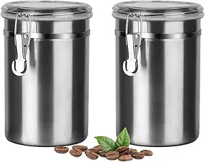 Walktosun Stainless Steel Food Container with Clear Lids Airtight Container Stackable Small Canisters Kitchen Pantry Storage for Cereal, Snacks, Candy, Herbs, Spices, Sugar, Tea (1.8L Silver-2)