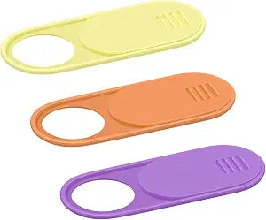 Laptop Camera Cover Slide 0.028-Inch Ultra-Thin Webcam Cover Blocker for MacBook, iMac, Laptop, Desktop, PC, iPad, Smart Phone Protect Your Privacy and SecurityOrange/Yellow/Purple-3 Pack