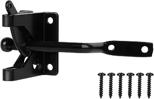 Self-Locking Gate Latch,Automatic Gravity Lever Latch for Wooden Fence Post Mount, Door Latch for Secure Pool,Garden,Shed,Black Powder Coated for Rust Resistance