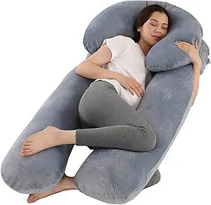 Pregnancy Pillows for Sleeping, 59 Inch U-Shaped Full Body Pillow, Maternity Pillow with Removable Cover, Support for Back Legs Belly HIPS, Body Pillows for Adults, Pregnancy Must Haves, Gray