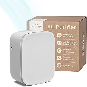 Canopy Bedside Air Purifier | Up To 99.97%* HEPA-13 Filtration | Remove Dust, Pollen & Pet Dander | Night Light & White Noise | Air Quality Sensor | Quiet Fan for Sleep | Filter & Adapter Included