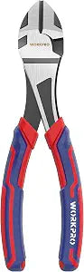 WORKPRO 7-Inch Diagonal Pliers in CRV Steel for Cutting Wires, Bi-material Handle Comfort Grip