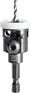 Amana Tool 82 Degree Countersink with Adjustable Low Friction Drill Bit Depth Stop, 55293, 3/8 D x 7/64 Drill D x 1/4 Inch Quick Release Hex Shank