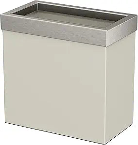 Gatco Small Bathroom Trash Can with Lid, Rectangle 3 Gallon Stainless Steel Wastebasket, Under Sink, Matte Pearl and Satin Nickel, for Bathroom, Bedroom, Office (1939SN)