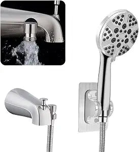Universal fit Tub Spout with Diverter, All Metal,5+1 Settings High Pressure Handheld Shower, Bathtub Faucet attachment with Sprayer
