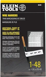 Klein Tools 56250 Wire Marker Book for Cable Management, Electric Panel Organization Wire Label Stickers, Numbered 1-48