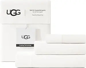 UGG Hedi Twin XL Sheets, Cooling Sheet Set, Ultra Soft, 3-Piece, White
