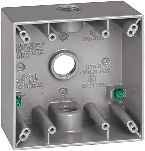 Sigma Engineered Solutions 14352 Weatherproof 3/4" 3 Hole 2-Gang Box, Gray