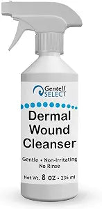Dermal Wound Cleanser 8 oz Bottle - Saline Wound Wash Spray Bottle with Adjustable Stream Nozzle - Non Sterile - No Rinse Solution to Cleanse and Remove Debris for All Stages and Care