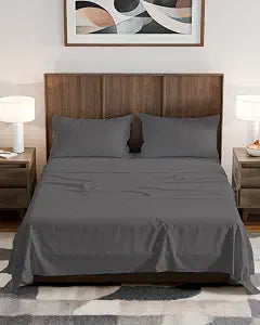 Olympic Queen Sheet Set 66x80 - 4 Piece RV Olympic Queen Size Sheets - Soft, Breathable & Cooling - Fits 14 to 16" Mattress w/ Deep Pockets - Comfy Luxury Bedding - Fade & Wrinkle Free - Dark Grey