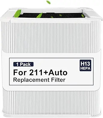211+ Auto Replacement Filter Compatible with Blueair Blue Pure 211+ Auto Air Purifier, 2-Stage Filtration System, H13 True HEPA and Activated Carbon, White