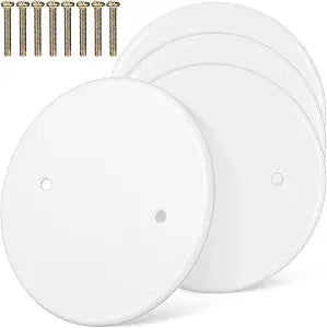 NUOBESTY 4pcs Plastic Ceiling Cover Plate, 4.33 Inch Round Blank Plate for Wall And Ceiling Holes, White Electrical Outlet Box Cover, Paintable Junction Box, Flush Mount Hole Guard, 11cm Diameter
