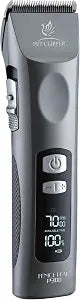 Professional Dog Grooming Clippers with 17H Runtime & Replaceable 440C Blade, 5-Speed Low Noise Electric Dog Shaver for Thick, Matted, Curly Hair, Cordless Clipper for Groomer & Home Use, Grey