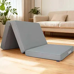 Memory Foam Trifold Mattress, Twin Portable Floor Bed 4 Inch, Foldable Mat with Washable Cover, Handle & Non-Slip Bottom, for RV, Travel, Camping, Yoga, 79"x38.5"x4"Grey