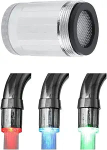 Temperature Sensitive 3 Color Gradient LED Water Faucet Colors Changing LED Water Stream Faucet Tap Cold and Hot Water Mixer Sink Tap for Kitchen and Bathroom